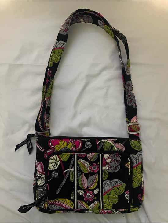 Vera Bradley Handbags - Vera Bradley Black Quilted Floral Crossbody - Pink & Green